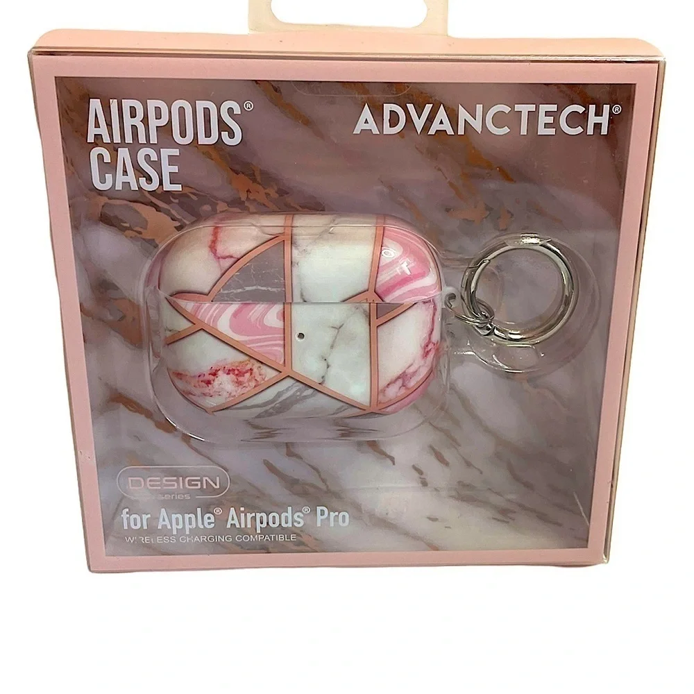 Geometric Marble Airpods Case protective MARBLE WHITE PINK & Gold AirPods Pro